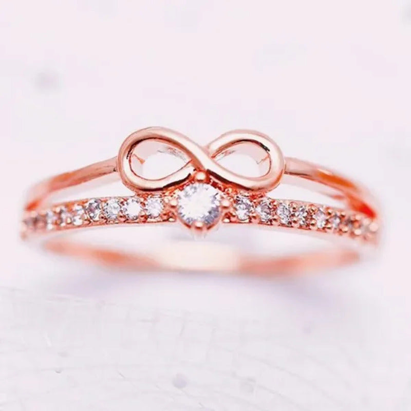 Fashion 18K Gold Infinity Diamond Rings for Women Bridal Engagement Wedding Ring