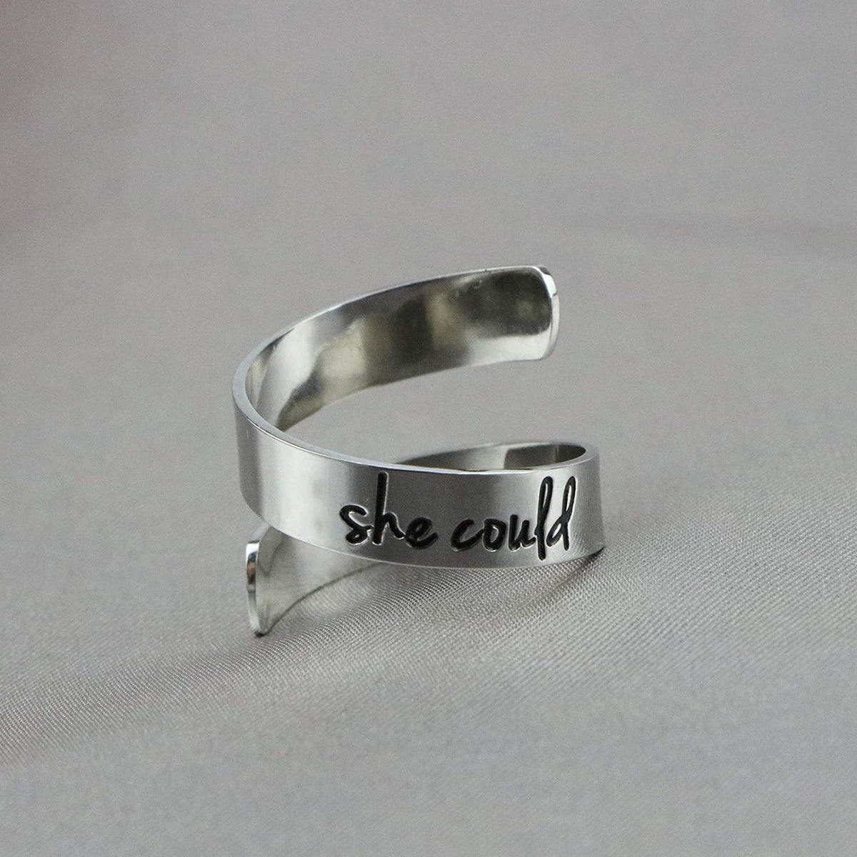 Adjustable Ring Inspirational Jewelry Personalized Stainless Steel Rings Birthda