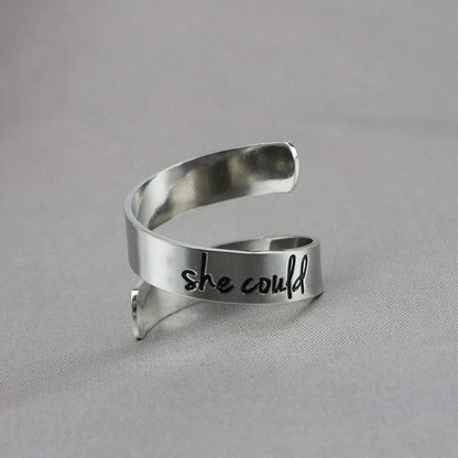Adjustable Ring Inspirational Jewelry Personalized Stainless Steel Rings Birthda