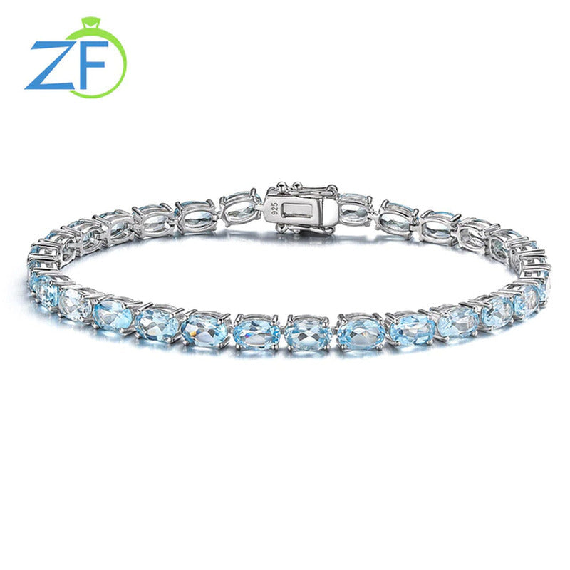 Pure 925 Sterling Silver Women'S Hand Bracelets Wholesale Natural Topaz Peridot