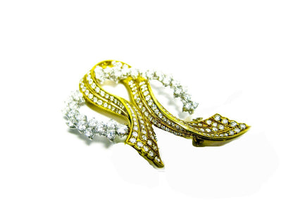 DIAMOND ROUND BRILLIANT SHAPE 18 K TWO-TONE GOLD DIAMOND PIN 5.47 CT BROOCH