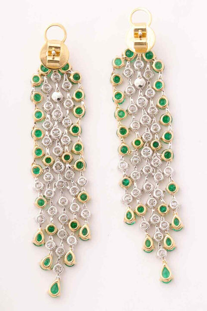 Green Emerald and Diamond Earrings
