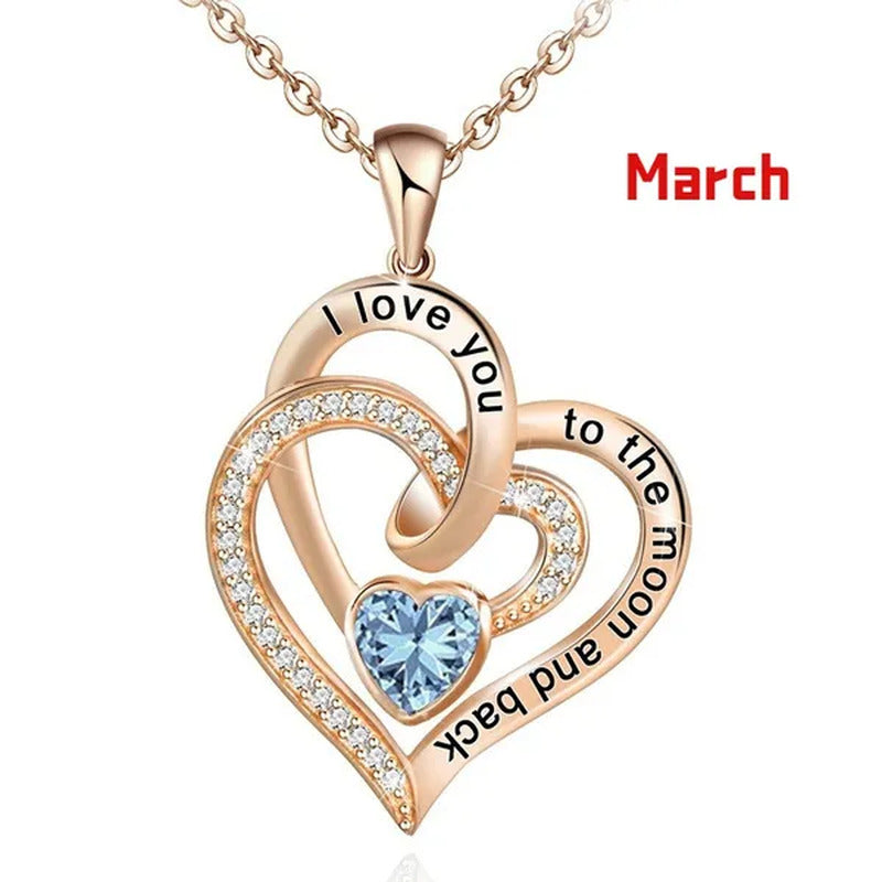Ladies Heart-Shaped Necklace Plated 925 Sterling Silver Birthday Jewelry I Love