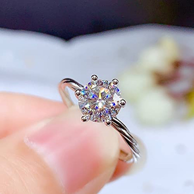 Shiny Full Diamond Ring 2Carat round Cut Cubic Zirconia Promise Wedding Ring for