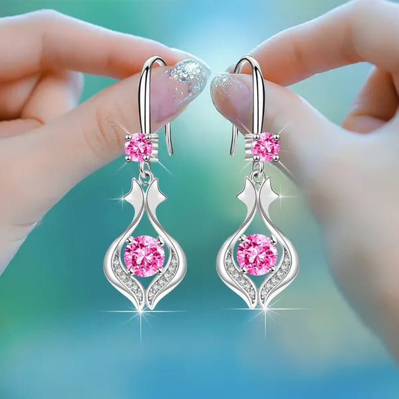 Fashion S925 Silver Earrings Ladies Temperament Earrings Water Drop Long Earring