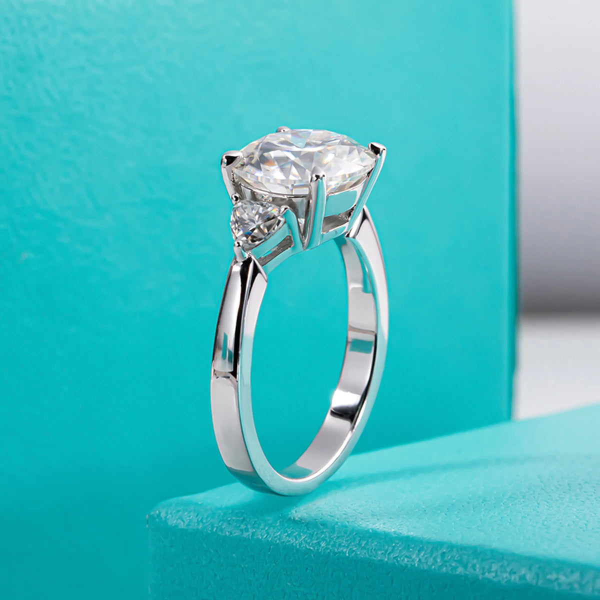 Anujewel 4.6 Carat D Color Moissanite Diamond Engagement Wedding Ring