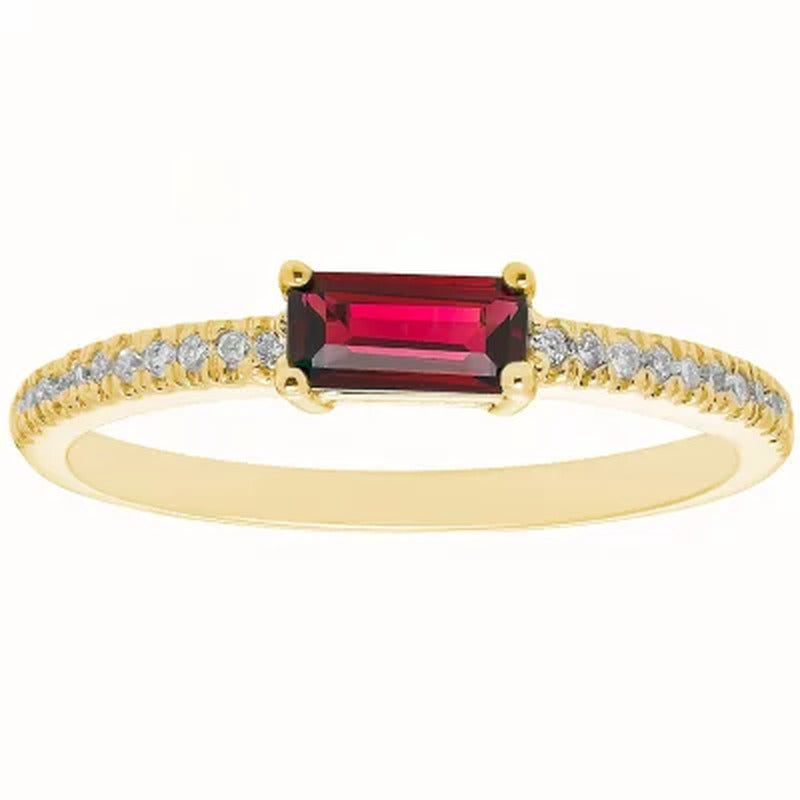 Lab Ruby and 0.10 CT. T.W. Diamonds in 14K Gold