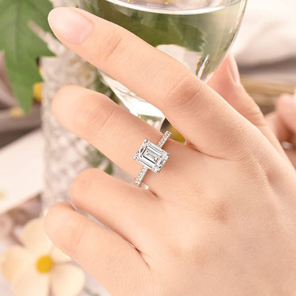 SHELOVES 3 Carat Emerald Cut Engagement Rings AAAAA White Cz 925 Sterling Silver