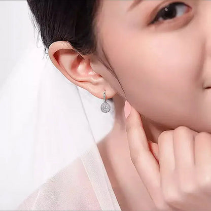Trendy 925 Sterling Silver Micro Pave Diamond Drop Earring for Women Romantic En