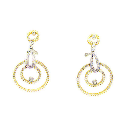 DIAMOND ROUND BRILLIANT DANGLE EARRING IN TWO-TONE GOLD DIAMOND EARRING