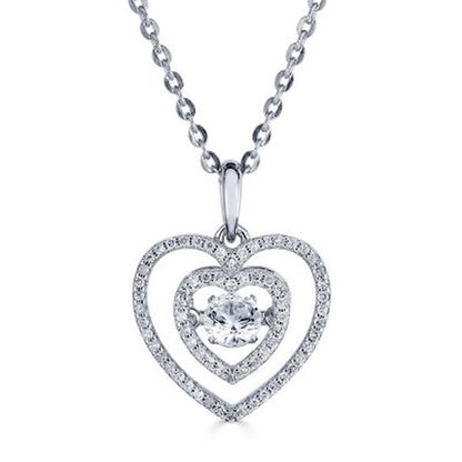 Sterling Silver Dancing Lab Created White Sapphire and 0.14 CT. T.W. Diamond Hea