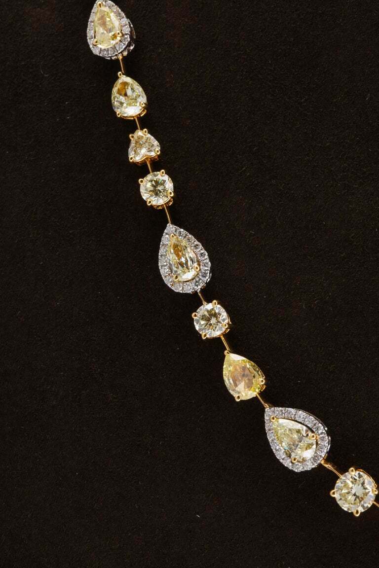 Multishape Yellow and White Diamond Necklace