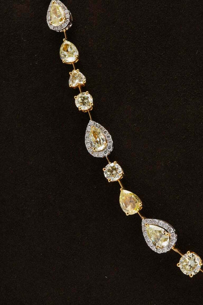 Multishape Yellow and White Diamond Necklace