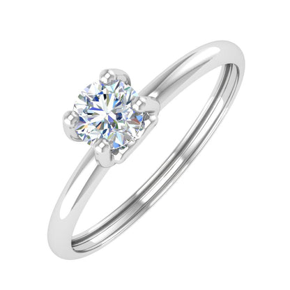 1/4 Carat 4-Prong Set Diamond Solitaire Engagement Ring Band in 10K White Gold (