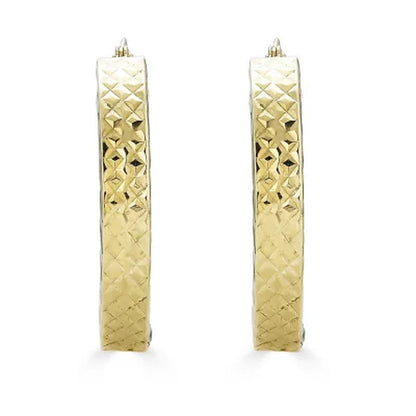 14K Two-Tone Diamond Cut Hoop Earrings