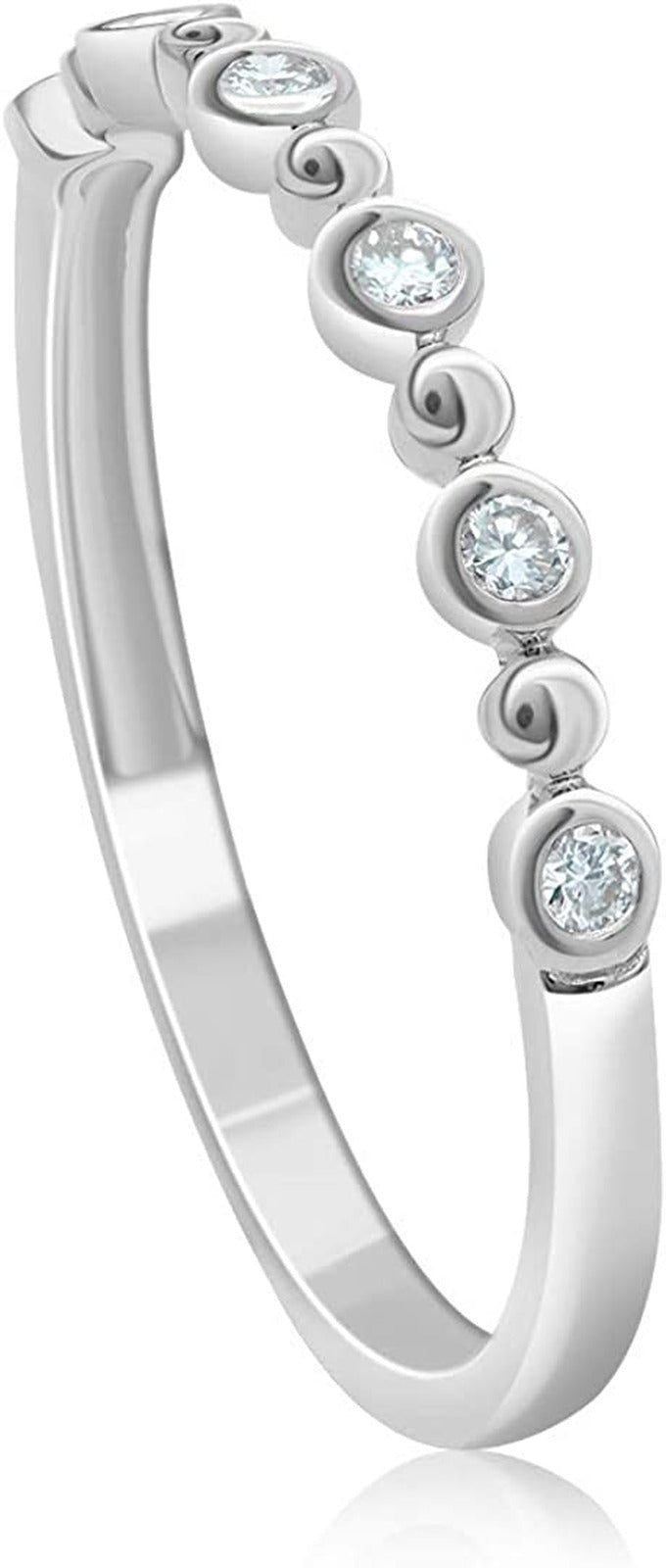 1/8 Carat (Ctw) Diamond Half Eternity Stackable Bezel Set Wedding Anniversary En