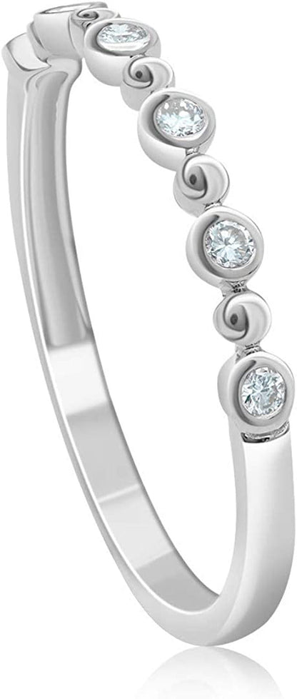 1/8 Carat (Ctw) Diamond Half Eternity Stackable Bezel Set Wedding Anniversary En