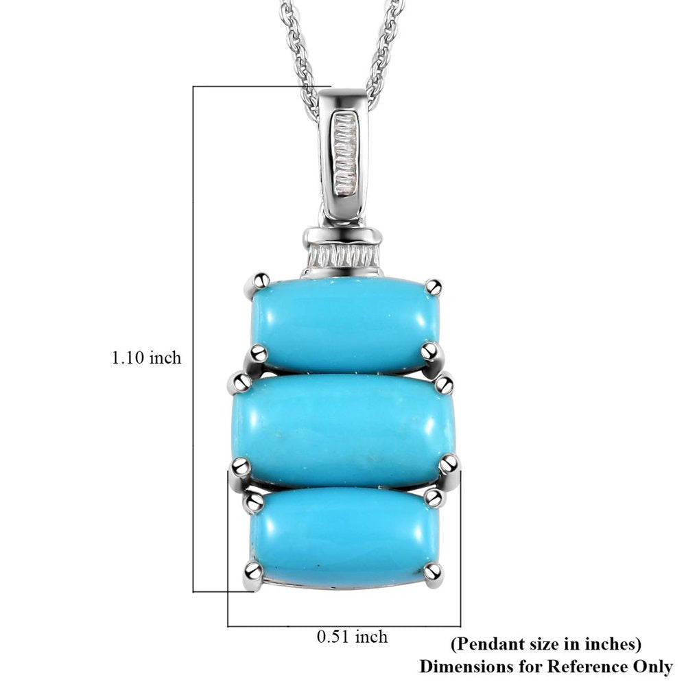 Sleeping Beauty Turquoise White Diamond Cushion 925 Sterling Silver Platinum Pla