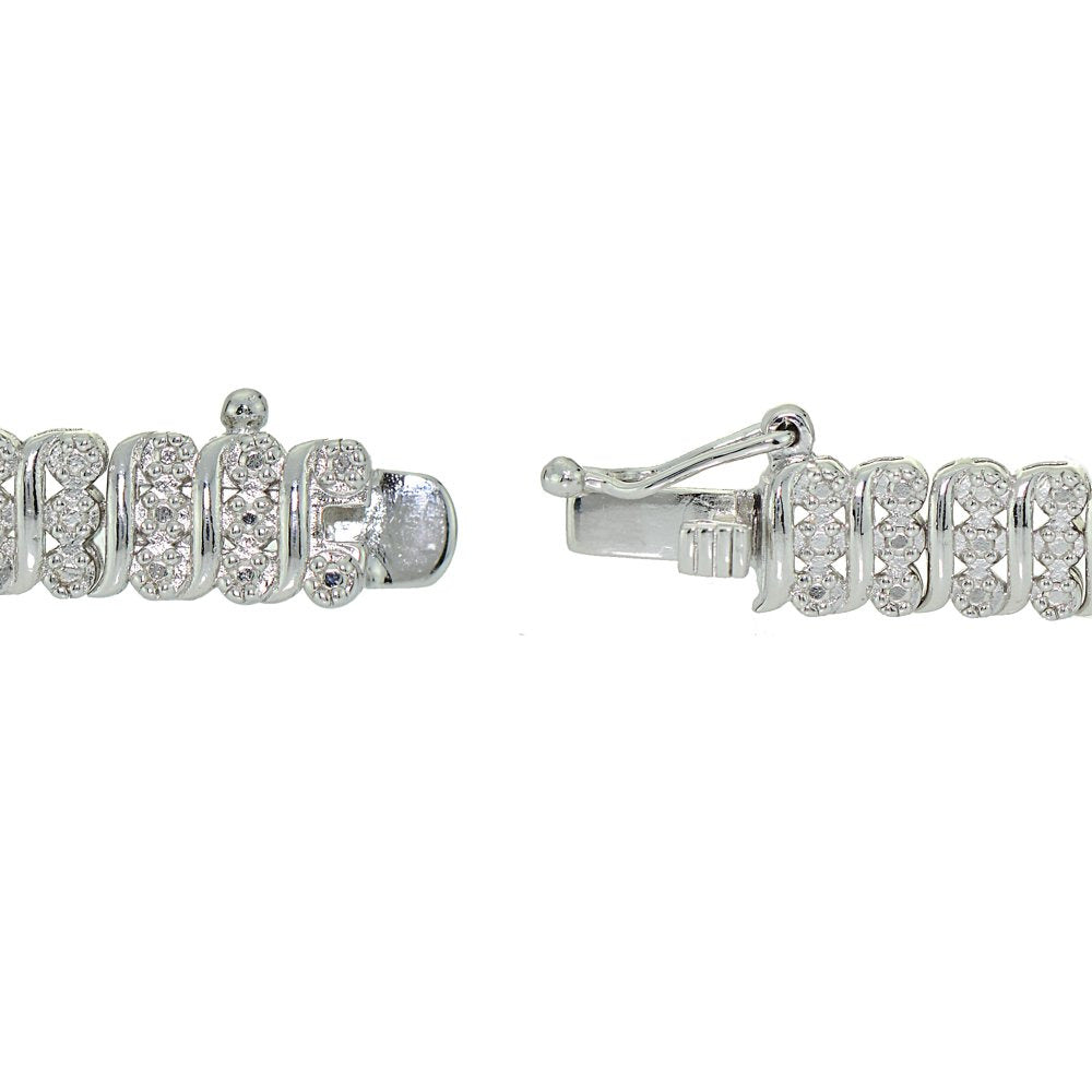 Silver Tone 0.25Ct Diamond S Pattern Tennis Bracelet