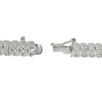 Silver Tone 0.25Ct Diamond S Pattern Tennis Bracelet