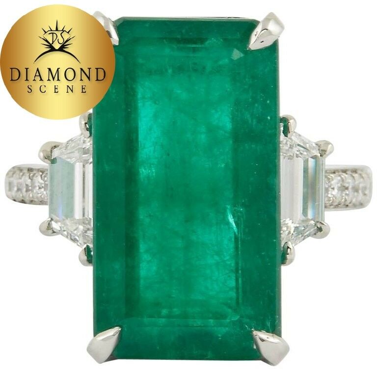 Unique Elongated 10 Carat Green Emerald Ring
