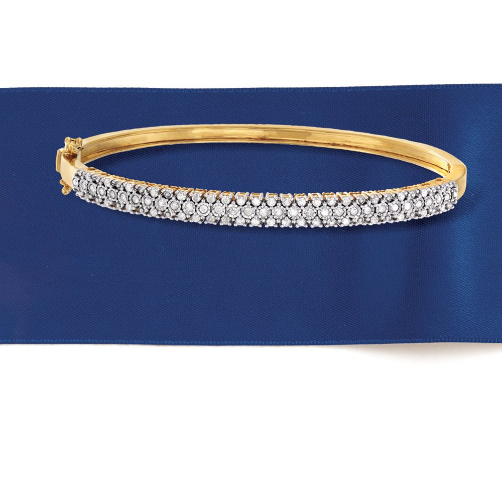 0.75 Ct. T.W. Diamond Bangle Bracelet in 18Kt Gold over Sterling