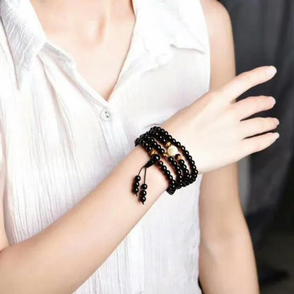 New Luminous Natural Stone Black Obsidian Healing Bracelet Weight Loss Unisex Sl