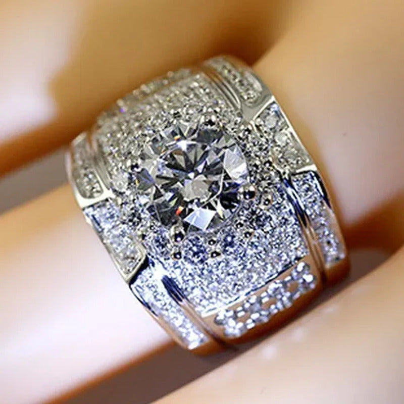 Fashion Luxury Jewelry Silver Plated Cubic Zirconia Men'S Rings Women'S Rings We