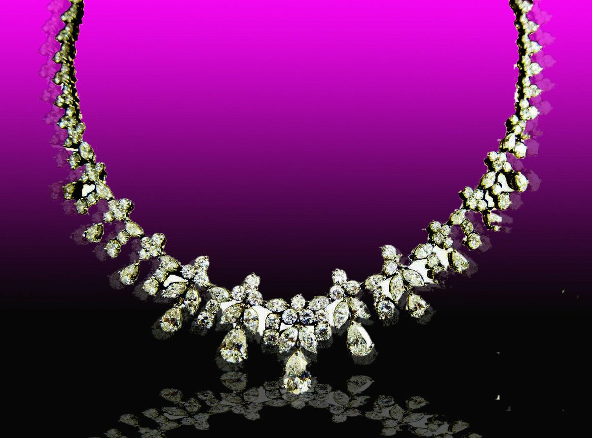 DIAMOND NECKLACE PEAR SHAPE 11 PIECE MARQUISE SHAPE 22 PIECE ROUND 201 PIECE SET