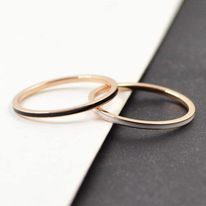 Women'S Stainless Steel 1MM Thin Midi Stacking Ring Enamel Plain Rose Gold Weddi