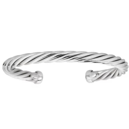 3 Piece Set of Textured Cuff Bracelets in Sterling Silver