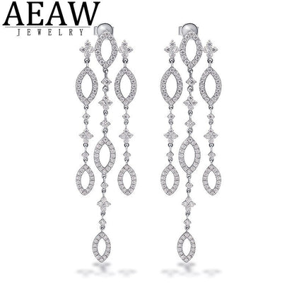 New Fashion Real Solid 10K Gold Moissanite Drop Earrings for Women Elegant