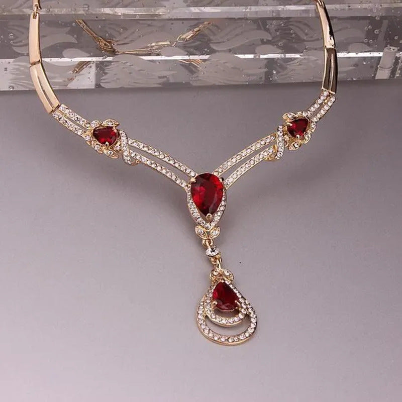 HOT Sale RED Garnet Ruby Topaz 18K Yellow/White Gold Plated Crystal Water Drop N
