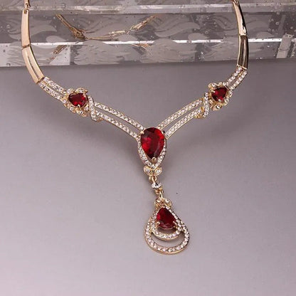 HOT Sale RED Garnet Ruby Topaz 18K Yellow/White Gold Plated Crystal Water Drop N