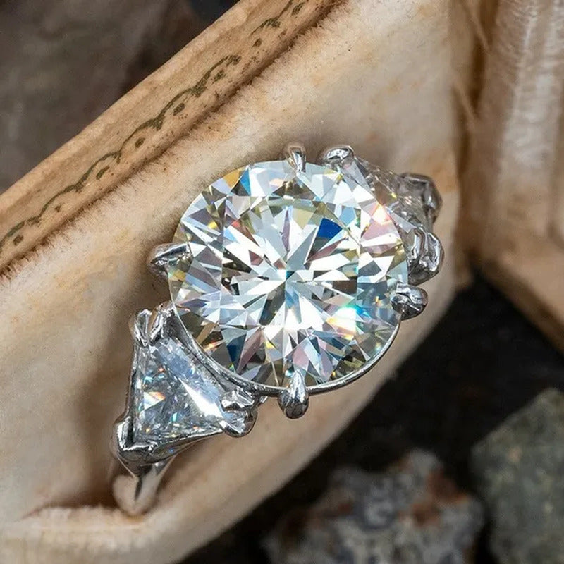 Women'S Ring 925 Sterling Silver Natural 2.0Ct Diamond Moissanite round Cut Wedd