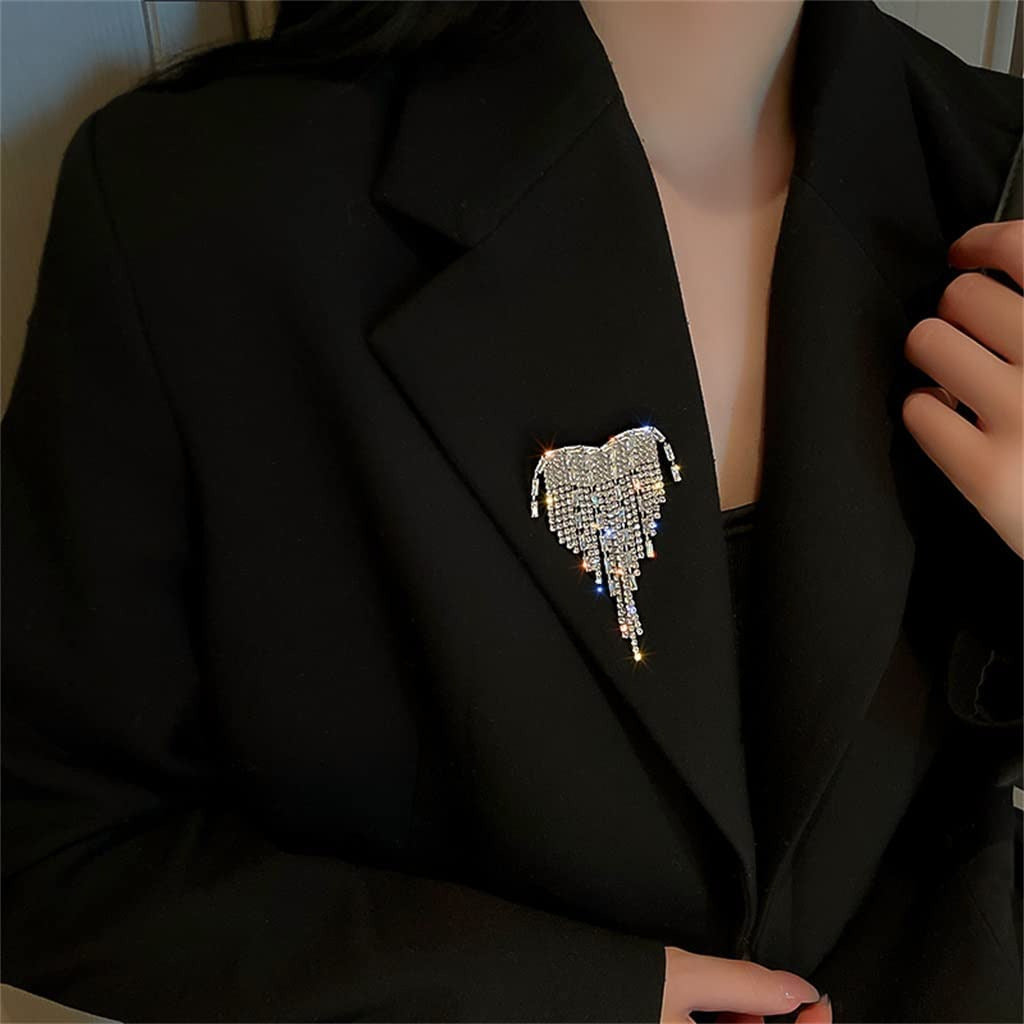 CXDTBH Fashion Brooch with Diamond Zirconia Tassel Chest Ornament Temperament De