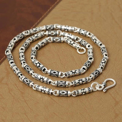 Pure Silver 4Mm Thick Cylinder Chain S925 Sterling Silver Classic Vintage