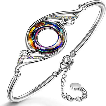 Phoenix Women Bracelets Rainbow Crystal Peacock Zircon Alloy Chain Bracelet