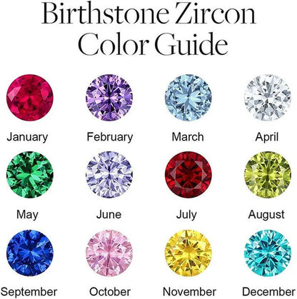Double Heart Birthmonth Lucky Pendant Necklace for Women 12 Months Birthstone Di