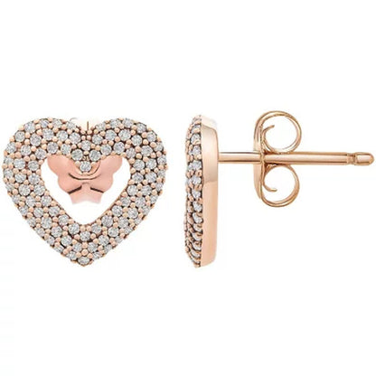 0.33 CT. T.W. Diamond Heart Earrings in 14K Rose Gold