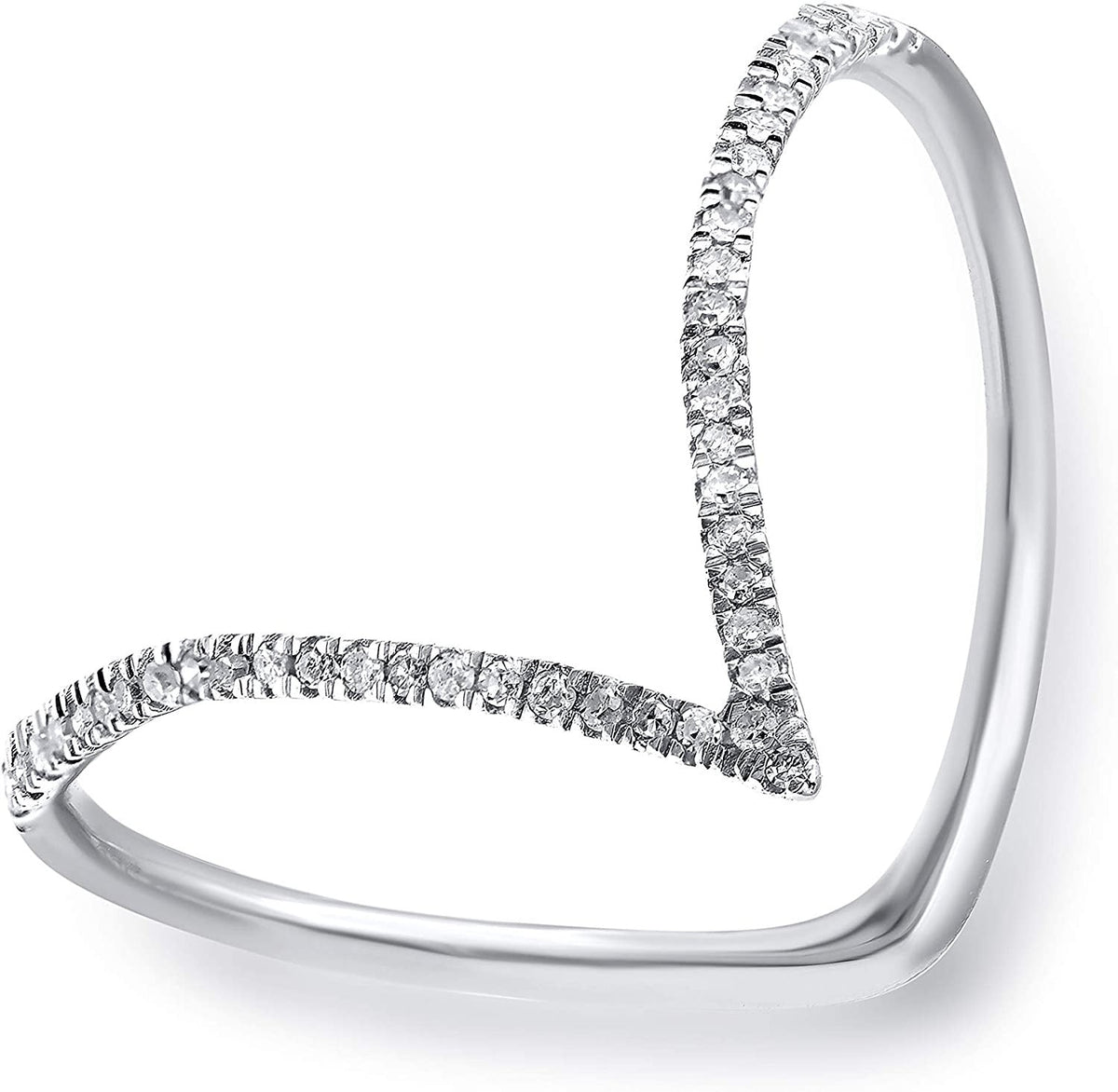 1/10 Carat Natural round Diamond V Shape Promise Ring for Women in 925 Sterling