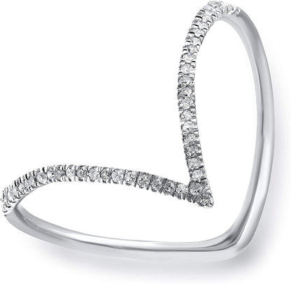 1/10 Carat Natural round Diamond V Shape Promise Ring for Women in 925 Sterling