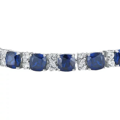 Lab Created Blue and White Sapphire Bracelet in Sterling Silver (IGI Apprasial V