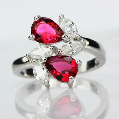 925 Silver Ruby Birthstone Gemstones Engagement Wedding Anniversary Heart Ring