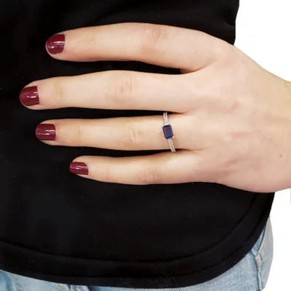 Blue Sapphire and Diamond Ring in 14K Gold