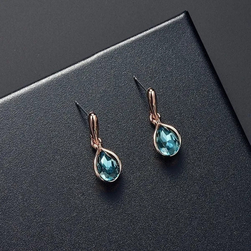 3PCS / Set New Luxury Design Luxury Wedding Pendant Earrings Rose Gold Green Blu