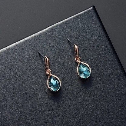 3PCS / Set New Luxury Design Luxury Wedding Pendant Earrings Rose Gold Green Blu