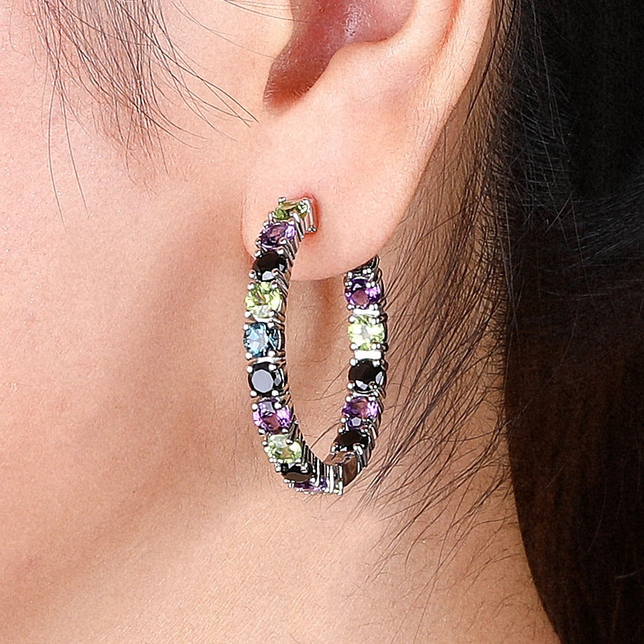 New Fashion Natural Blue Topaz Amethyst Multi Gemstone Custom Jewelry 925