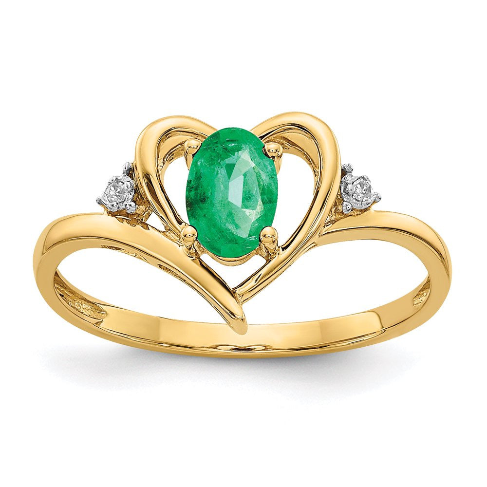 14K Diamond & Emerald Ring