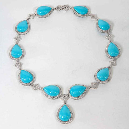 Turquoise and Diamond Necklace and Earring Set
